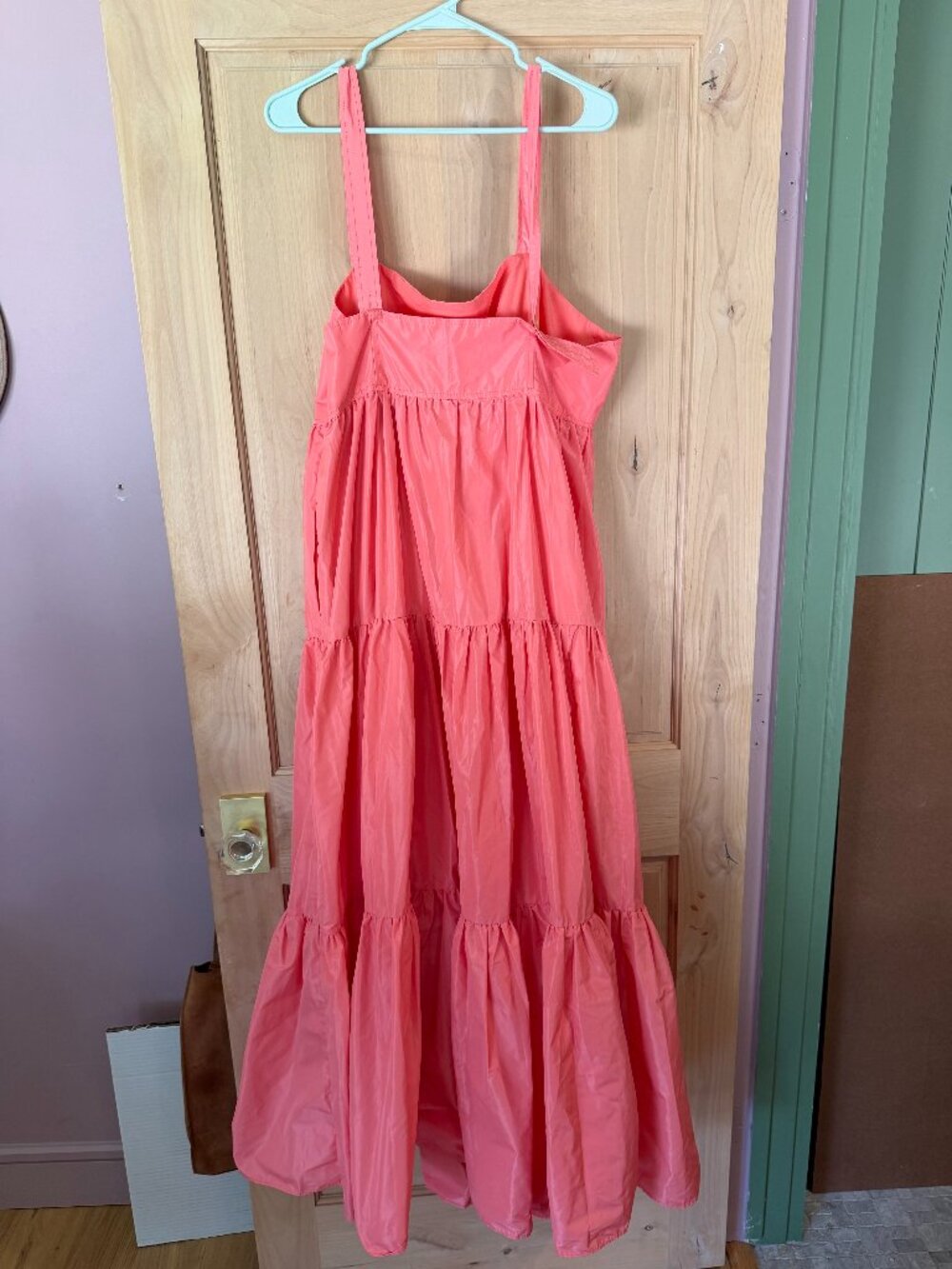 J.Crew Tiered Maxi Dress in Taffeta – Coral Pink - Picture 2 of 4